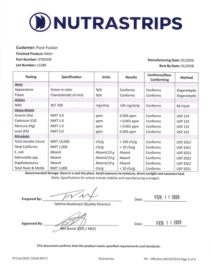 NAD+ RECHARGE Dissolvable Strips - Mint (30 Count)