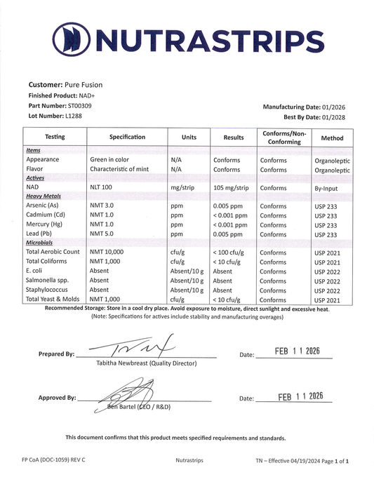 NAD+ RECHARGE Dissolvable Strips - Mint (30 Count)